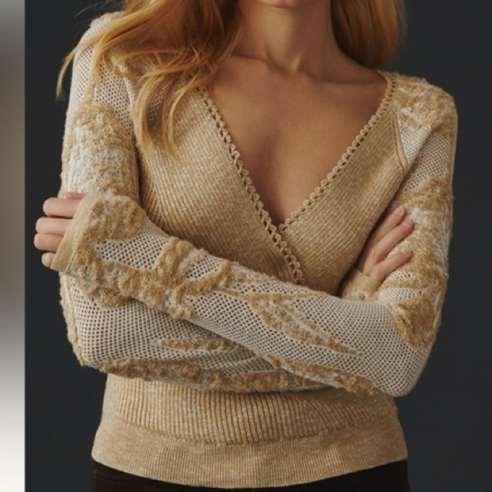 Anthropologie Gold Knit Sweater